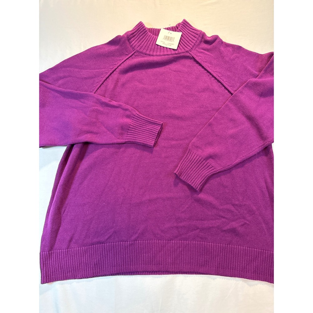 89th + Madison Womens Sweet Plum Purple Mock Neck Cotton Sweater 2X New